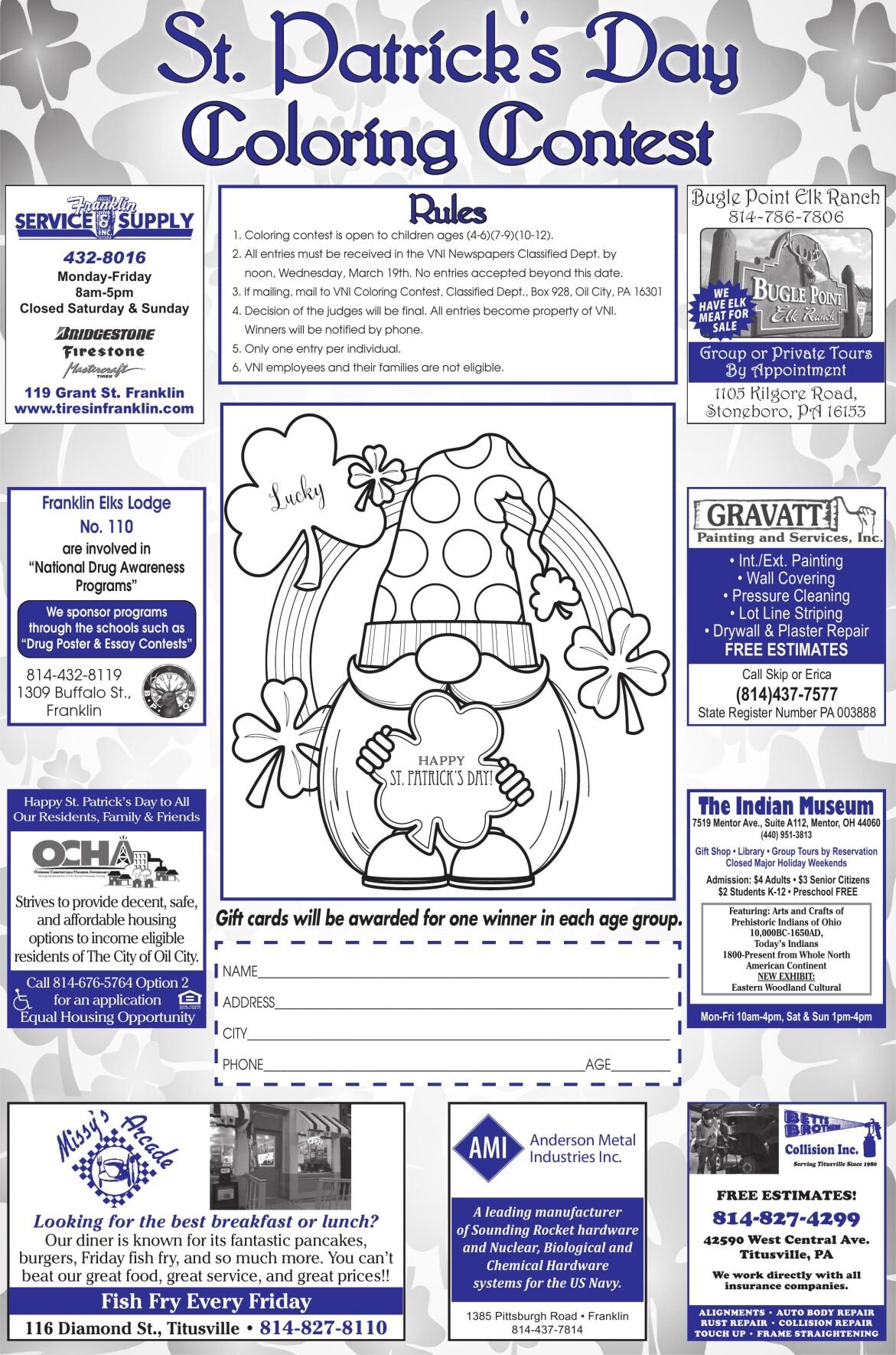 St. Patrick's Day Coloring Contest